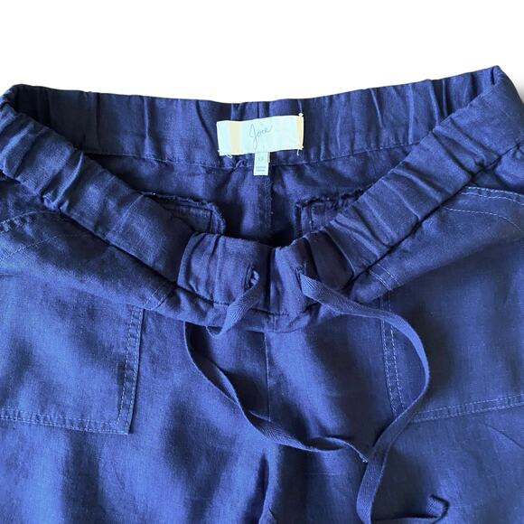 Joie Stuva Linen Joggers Pants Sz XS Navy Blue Relax Fit Pull On Drawstring - Picture 7 of 10